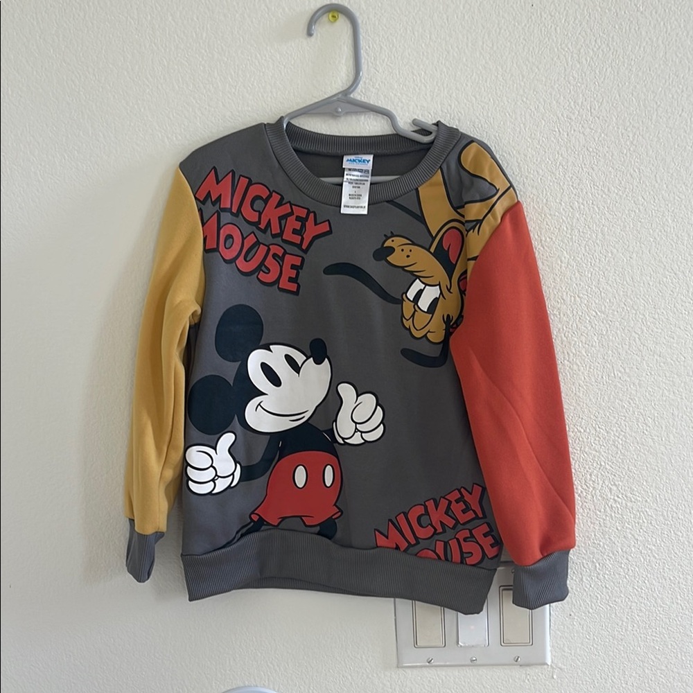 Disney Mickey Mouse Crewneck Sweater Gray and Red